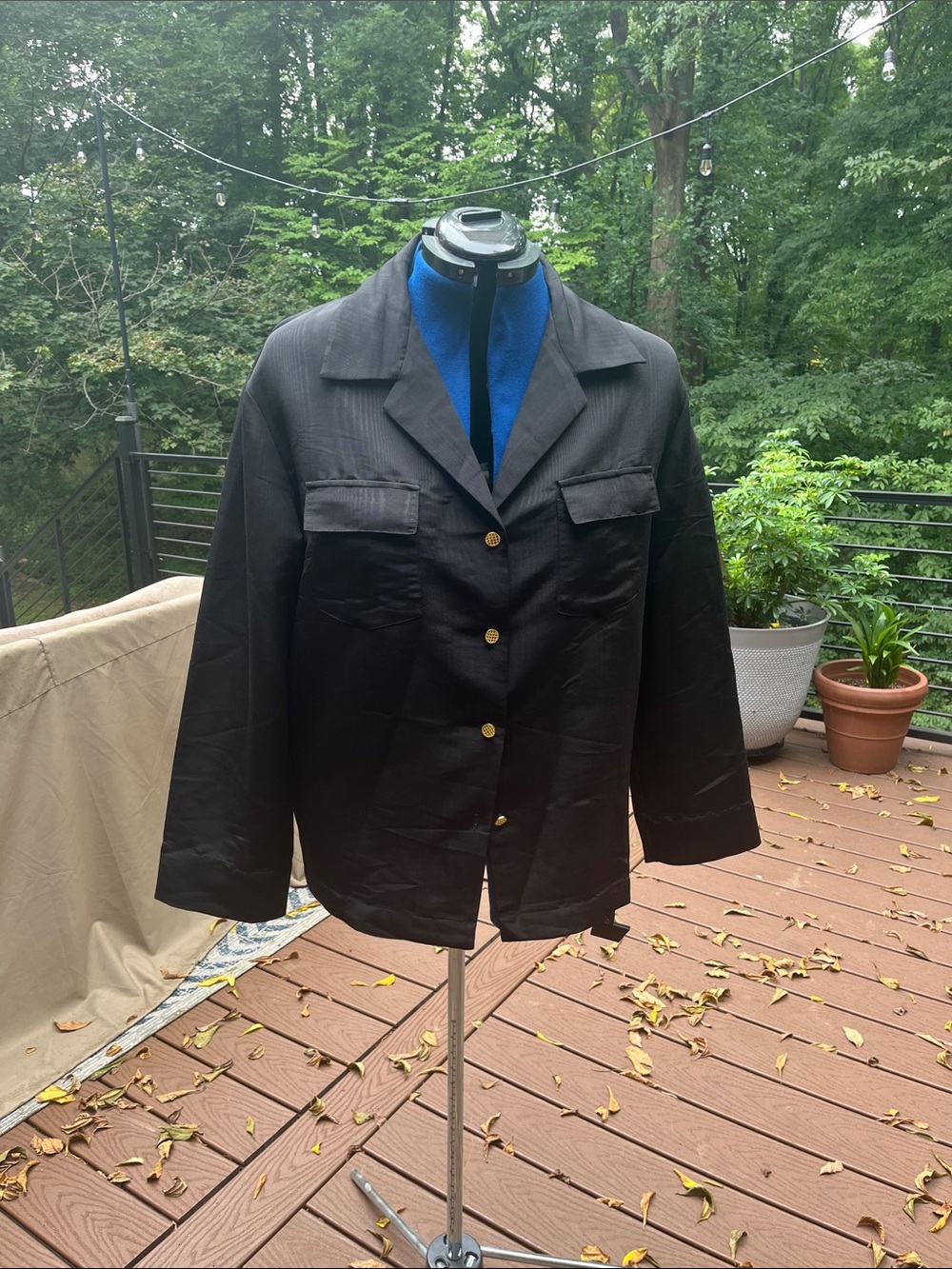 Women's Black Button-Front Blazer Jacket